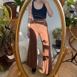 Mocha rib wide leg knit pants